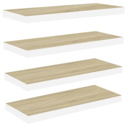 vidaXL Schweberegale 4 Stk. Eiche und Weiß 60x23,5x3,8 cm MDF