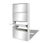 Schuhschrank mit 4 Fächern Spiegel Weiß 63×17×134 cm Schuhschrank mit 4 Fächern Spiegel Weiß 63×17×134 cm