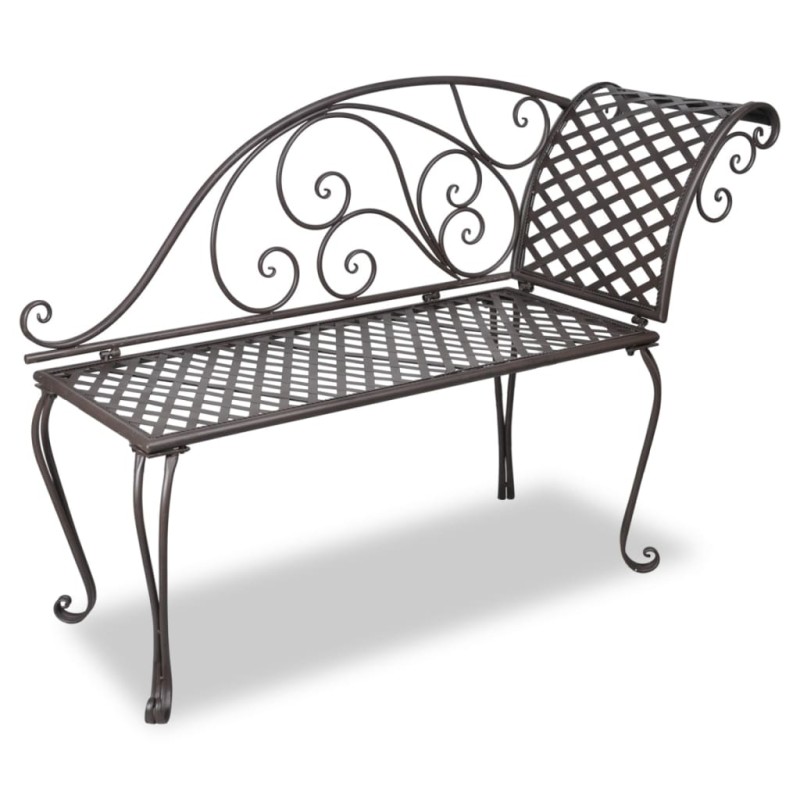 vidaXL Garten-Chaiselongue 128 cm Stahl Antik Braun vidaXL Garten-Chaiselongue 128 cm Stahl Antik Braun