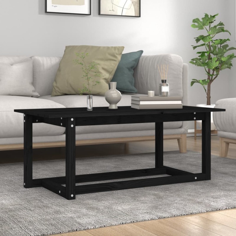 vidaXL Couchtisch Schwarz 110x55x45 cm Massivholz Kiefer vidaXL Couchtisch Schwarz 110x55x45 cm Massivholz Kiefer