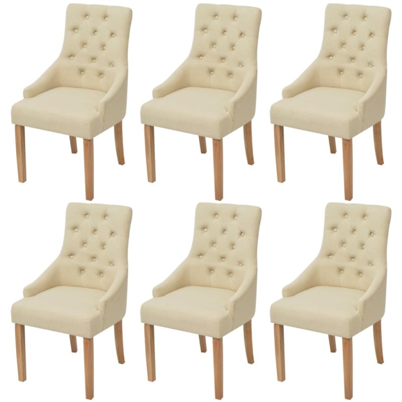 vidaXL Esszimmerstühle 6 Stk. Cremeweiß Stoff vidaXL Esszimmerstühle 6 Stk. Cremeweiß Stoff