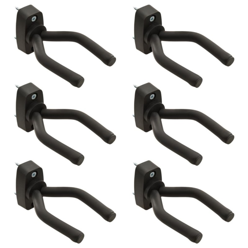 vidaXL Gitarren-Wandhalter 6 Stk. Schwarz Stahl vidaXL Gitarren-Wandhalter 6 Stk. Schwarz Stahl