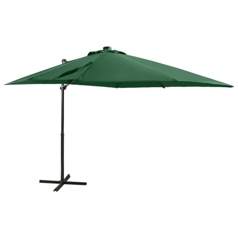 vidaXL Ampelschirm mit Mast und LED-Leuchten Grün 250 cm vidaXL Ampelschirm mit Mast und LED-Leuchten Grün 250 cm