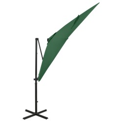 vidaXL Ampelschirm mit Mast und LED-Leuchten Grün 250 cm