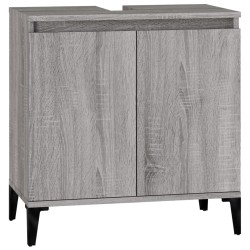 vidaXL Waschbeckenunterschrank Grau Sonoma 58x33x60 cm Holzwerkstoff