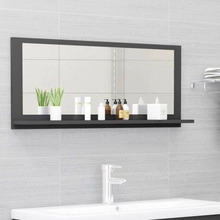 vidaXL Badspiegel Grau 90x10,5x37 cm Holzwerkstoff