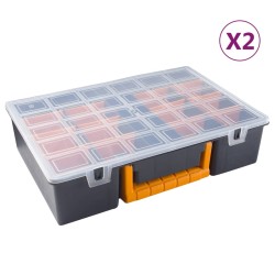 vidaXL Sortimentskoffer 2 Stk. Abnehmbare Trennwände 360x250x85 mm PP