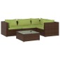 vidaXL 5-tlg. Garten-Lounge-Set mit Kissen Poly Rattan Braun vidaXL 5-tlg. Garten-Lounge-Set mit Kissen Poly Rattan Braun