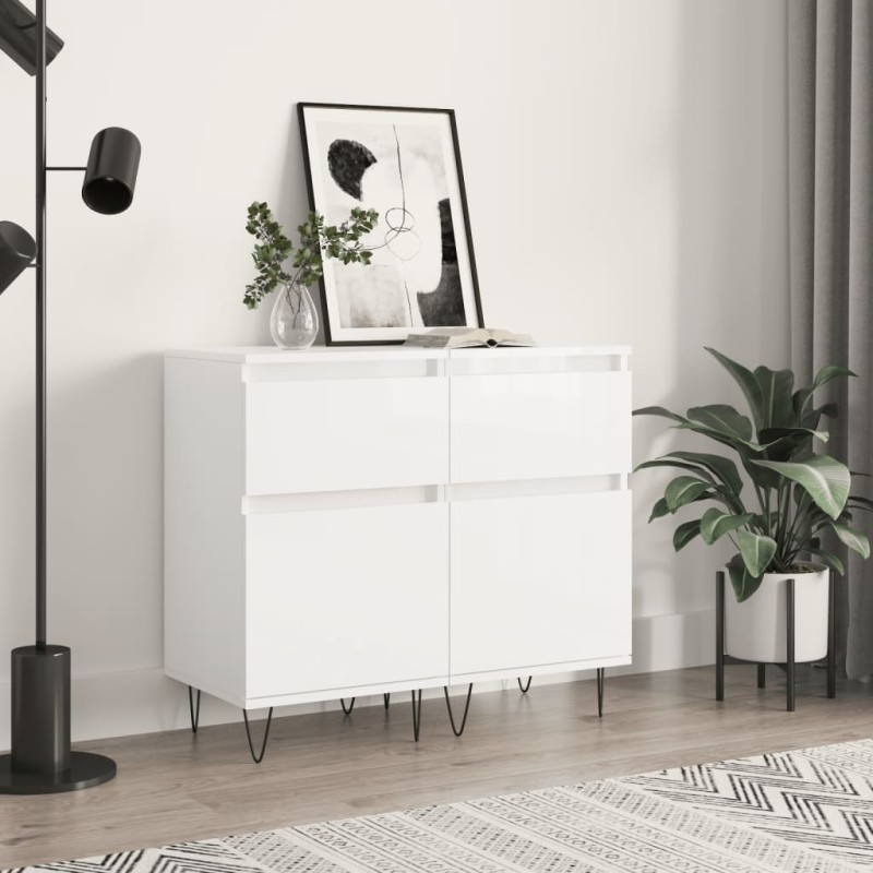 vidaXL Sideboards 2 Stk. Hochglanz-Weiß 40x35x70 cm Holzwerkstoff vidaXL Sideboards 2 Stk. Hochglanz-Weiß 40x35x70 cm Holzwerkstoff