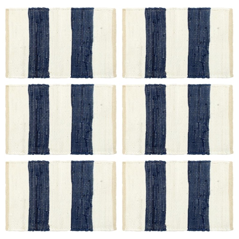 vidaXL Tischsets 6 Stk. Chindi Gestreift Blau und Weiß 30 x 45 cm