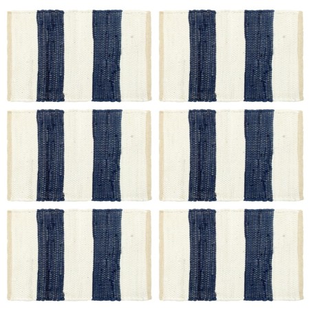 vidaXL Tischsets 6 Stk. Chindi Gestreift Blau und Weiß 30 x 45 cm