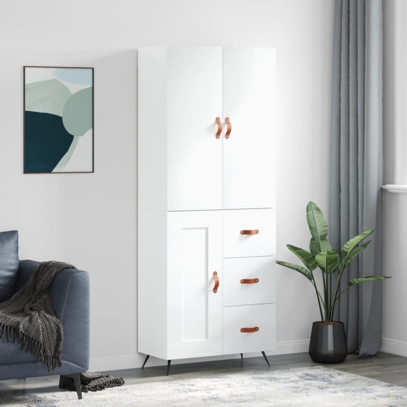 vidaXL Highboard Hochglanz-Weiß 69,5x34x180 cm Holzwerkstoff vidaXL Highboard Hochglanz-Weiß 69,5x34x180 cm Holzwerkstoff