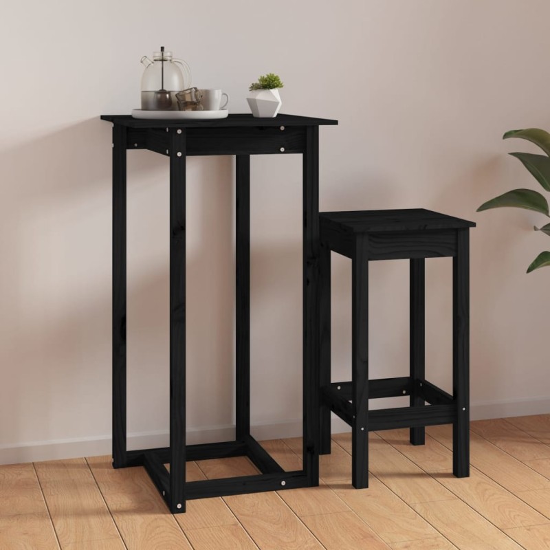 vidaXL Bartisch Schwarz 60x60x110 cm Massivholz Kiefer vidaXL Bartisch Schwarz 60x60x110 cm Massivholz Kiefer