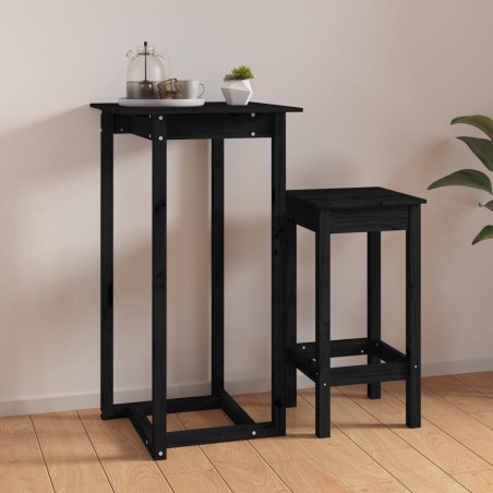 vidaXL Bartisch Schwarz 60x60x110 cm Massivholz Kiefer