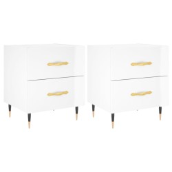 vidaXL Nachttische 2 Stk. Hochglanz-Weiß 40x35x47,5 cm Holzwerkstoff