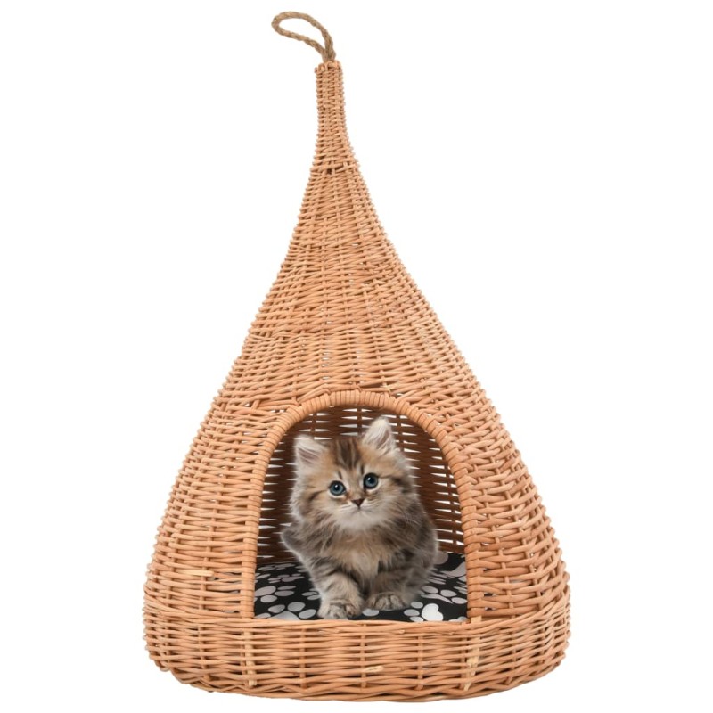 Katzenhaus mit Kissen 40x60 cm Naturweide Tipi Katzenhaus mit Kissen 40x60 cm Naturweide Tipi