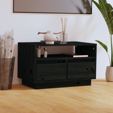 vidaXL TV-Schrank Schwarz 60x35x37 cm Massivholz Kiefer