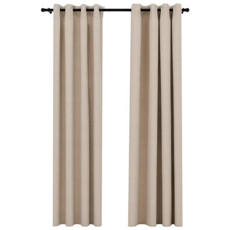 vidaXL Verdunkelungsvorhänge Ösen Leinenoptik 2 Stk. Beige 140x225 cm