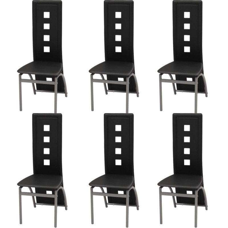 Esszimmerstühle 6 Stk. Kunstleder Schwarz Esszimmerstühle 6 Stk. Kunstleder Schwarz