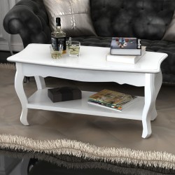 vidaXL Couchtisch mit Ablage MDF Weiß 