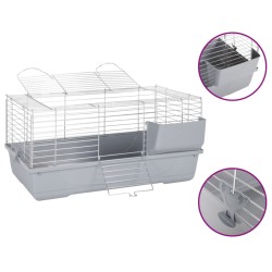 vidaXL Kleintierkäfig Grau 80x45x39 cm Polypropylen und Metall
