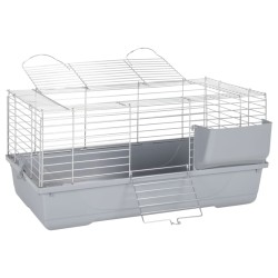 vidaXL Kleintierkäfig Grau 80x45x39 cm Polypropylen und Metall