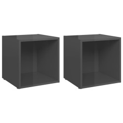 vidaXL TV-Schränke 2 Stk. Hochglanz-Grau 37x35x37 cm Holzwerkstoff