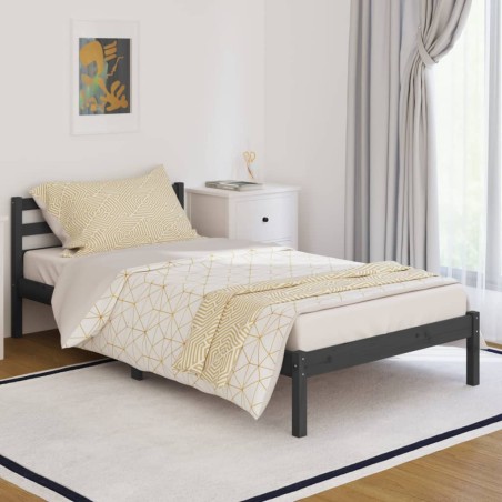 vidaXL Massivholzbett Kiefer 100x200 cm Grau
