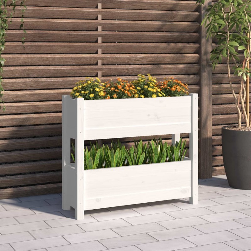 vidaXL Pflanzkübel Weiß 77x25x66 cm Massivholz Kiefer vidaXL Pflanzkübel Weiß 77x25x66 cm Massivholz Kiefer