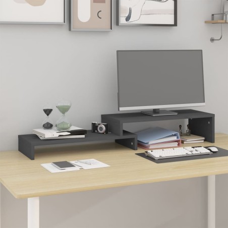 vidaXL Monitorständer Grau (52-101)x22x14 cm Massivholz Kiefer
