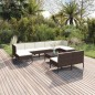 vidaXL 10-tlg. Garten-Lounge-Set mit Auflagen Poly Rattan Braun vidaXL 10-tlg. Garten-Lounge-Set mit Auflagen Poly Rattan Braun