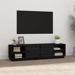 vidaXL TV-Schrank Schwarz 156x40x40 cm Massivholz Kiefer