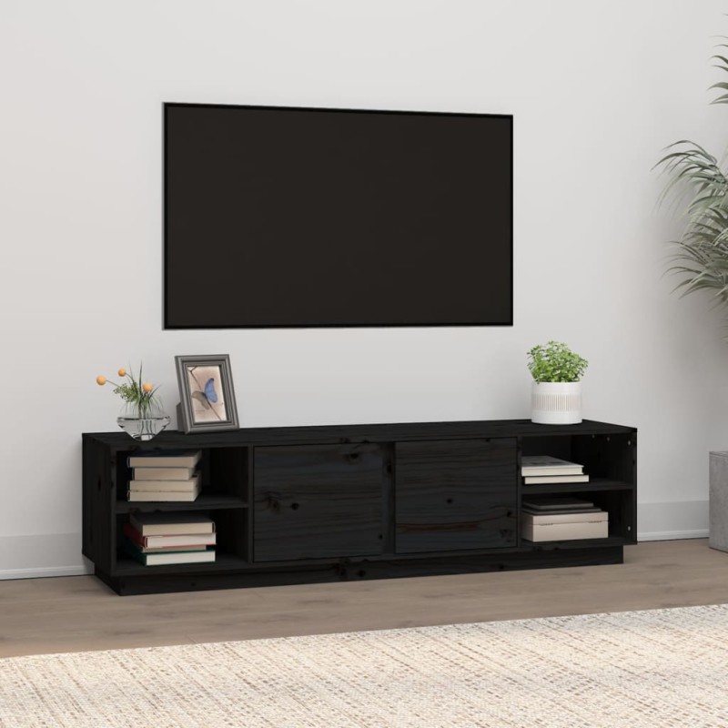 vidaXL TV-Schrank Schwarz 156x40x40 cm Massivholz Kiefer vidaXL TV-Schrank Schwarz 156x40x40 cm Massivholz Kiefer
