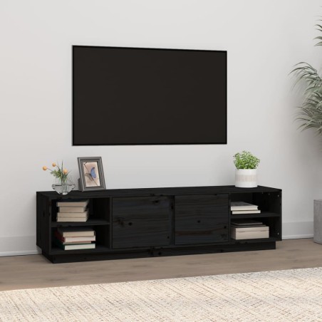 vidaXL TV-Schrank Schwarz 156x40x40 cm Massivholz Kiefer