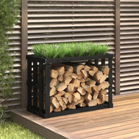 vidaXL Outdoor-Kaminholzregal Schwarz 108x52x74 cm Massivholz Kiefer