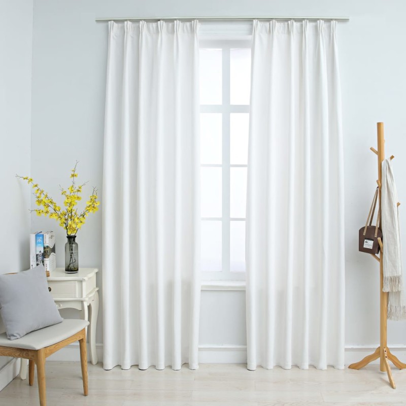 vidaXL Verdunkelungsvorhänge mit Haken 2 Stk. Grauweiß 140x225 cm vidaXL Verdunkelungsvorhänge mit Haken 2 Stk. Grauweiß 140x225 cm