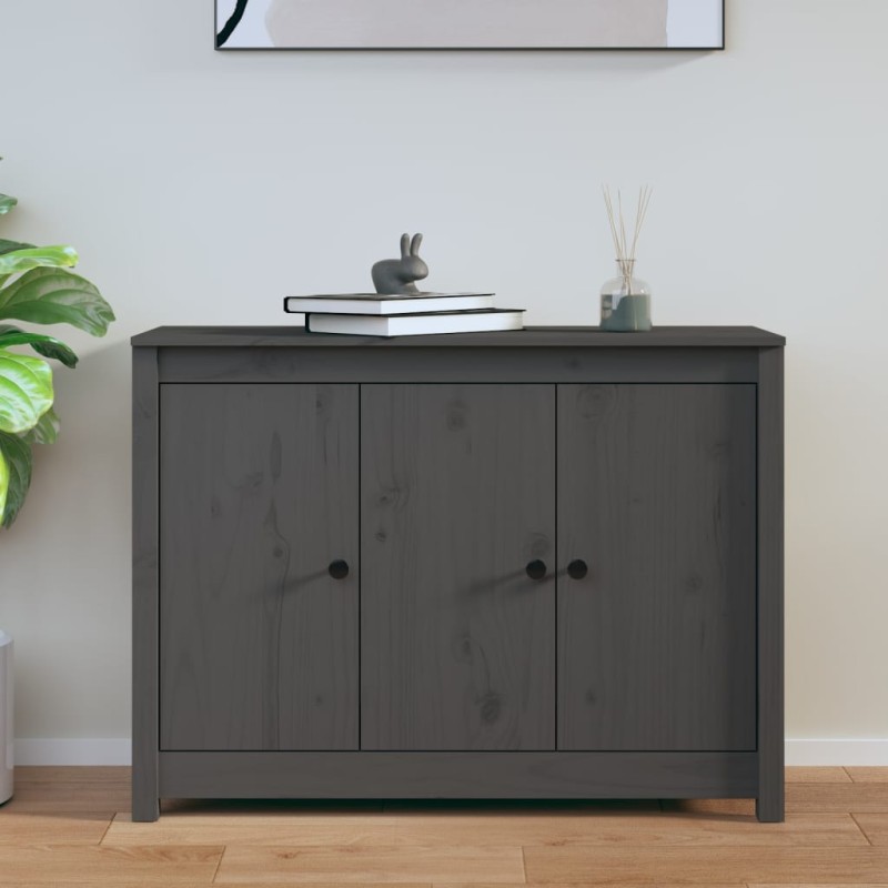 vidaXL Sideboard Grau 100x35x74 cm Massivholz Kiefer vidaXL Sideboard Grau 100x35x74 cm Massivholz Kiefer