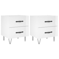 vidaXL Nachttische 2 Stk. Hochglanz-Weiß 40x35x47,5 cm Holzwerkstoff