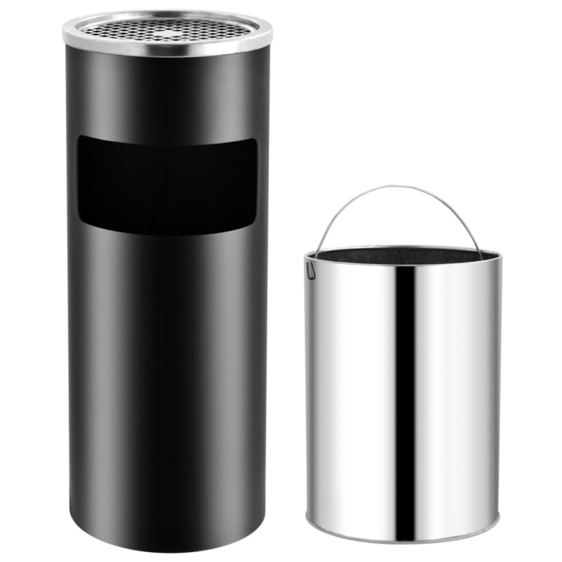 vidaXL Standaschenbecher 30 L Stahl Schwarz vidaXL Standaschenbecher 30 L Stahl Schwarz