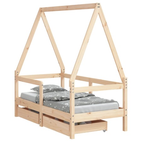 vidaXL Kinderbett mit Schubladen 70x140 cm Massivholz Kiefer
