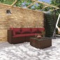 vidaXL 4-tlg. Garten-Lounge-Set mit Auflagen Poly Rattan Braun vidaXL 4-tlg. Garten-Lounge-Set mit Auflagen Poly Rattan Braun