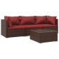 vidaXL 4-tlg. Garten-Lounge-Set mit Auflagen Poly Rattan Braun vidaXL 4-tlg. Garten-Lounge-Set mit Auflagen Poly Rattan Braun