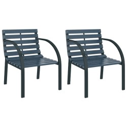 vidaXL Gartenstühle 2 Stk. Grau Holz