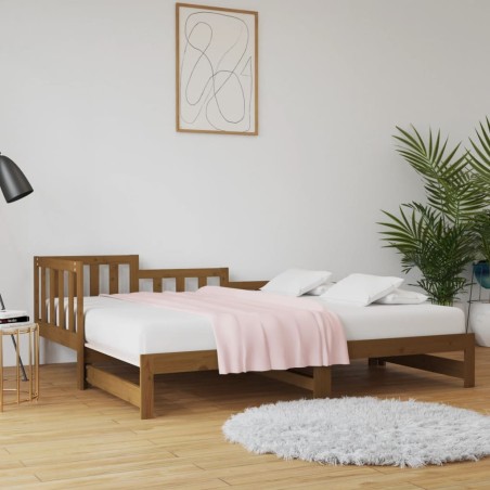 vidaXL Tagesbett Ausziehbar Honigbraun 2x(80x200) cm Massivholz Kiefer