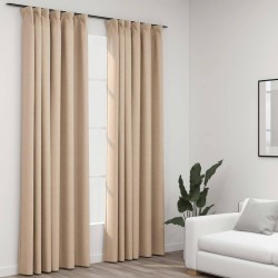 vidaXL Verdunkelungsvorhänge Haken Leinenoptik 2 Stk. Beige 140x225 cm