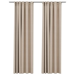 vidaXL Verdunkelungsvorhänge Haken Leinenoptik 2 Stk. Beige 140x225 cm