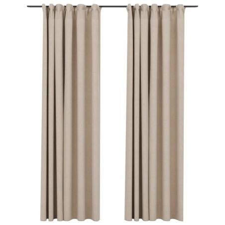 vidaXL Verdunkelungsvorhänge Haken Leinenoptik 2 Stk. Beige 140x225 cm
