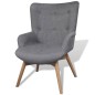 Sessel mit Fußhocker Grau Stoff Sessel mit Fußhocker Grau Stoff