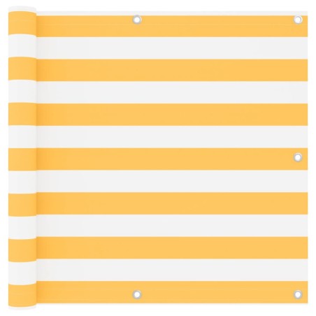 vidaXL Balkon-Sichtschutz Weiß und Gelb 90x400 cm Oxford-Gewebe