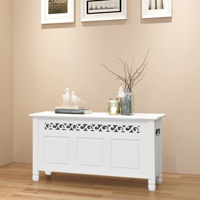 vidaXL Aufbewahrungsbank Barockstil MDF Weiß vidaXL Aufbewahrungsbank Barockstil MDF Weiß
